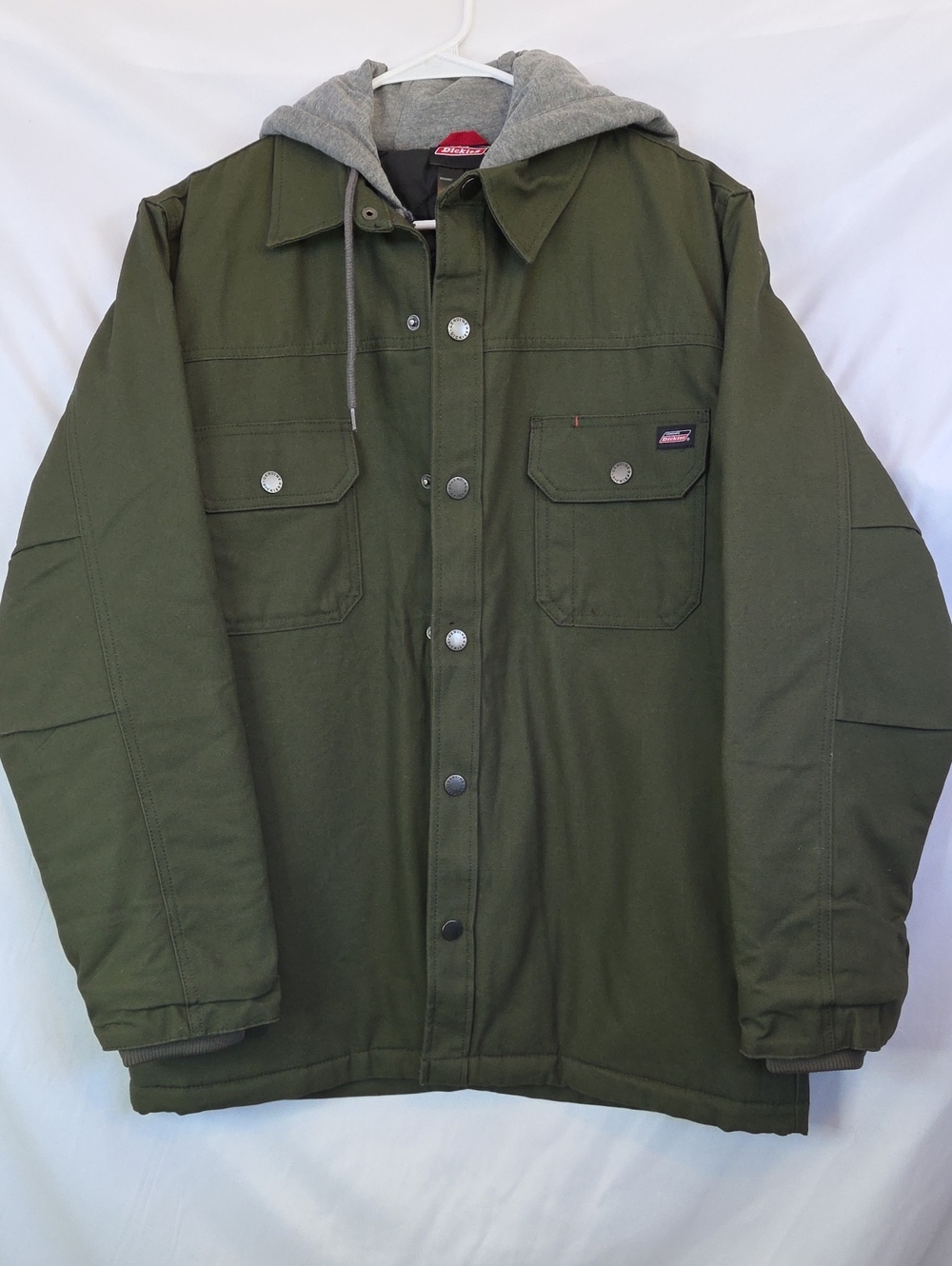 Dickies Olive Green Hooded Field Jacket with Gray Hood
